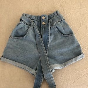 Zara Paperbag Denim Shorts